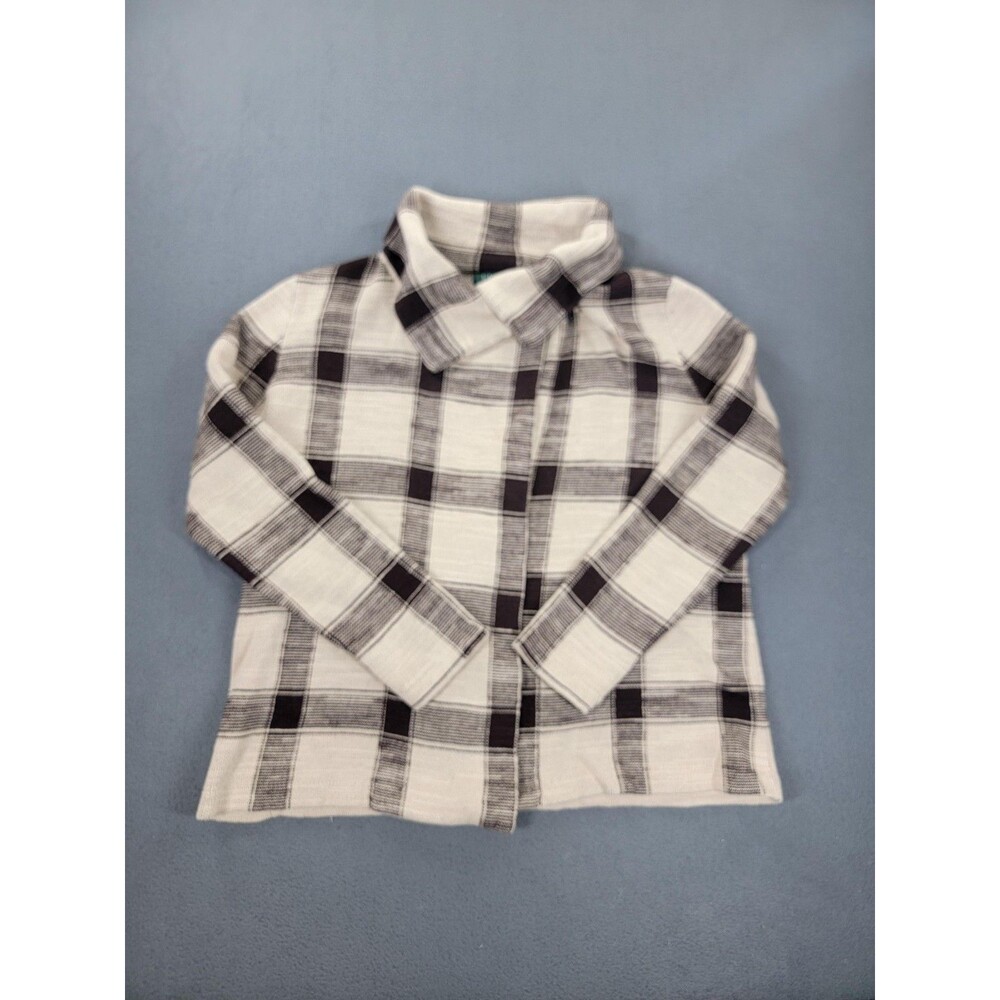 Lauren Ralph Lauren Sweater Womens Large Brown Plaid Toggle Shawl Collar Knit